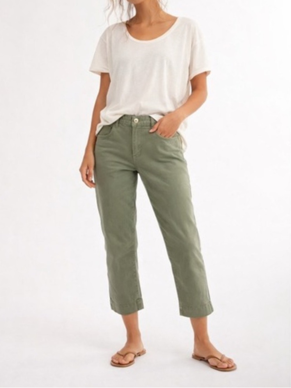 STS Blue Olive Green Bella Crop Straight Leg